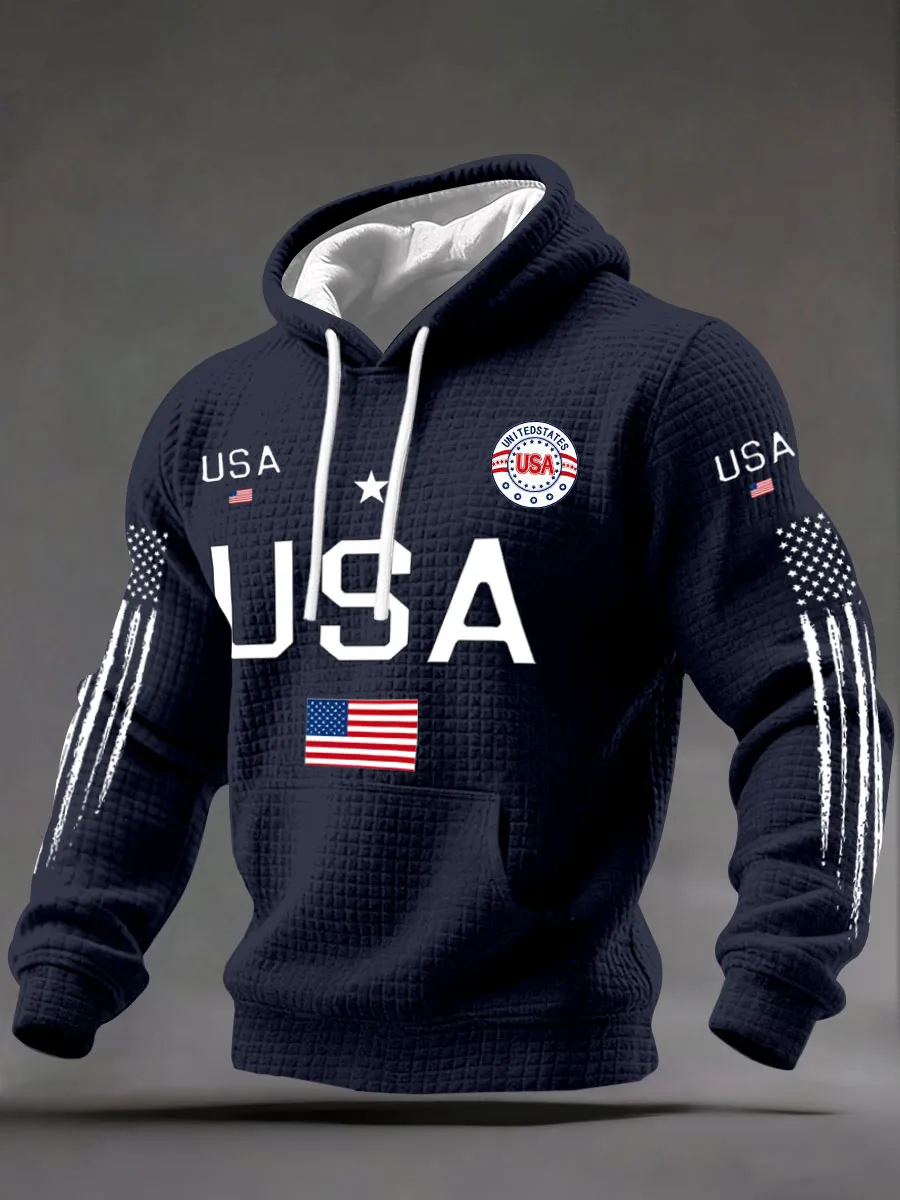 Men's USA Flag Waffle Hoodies