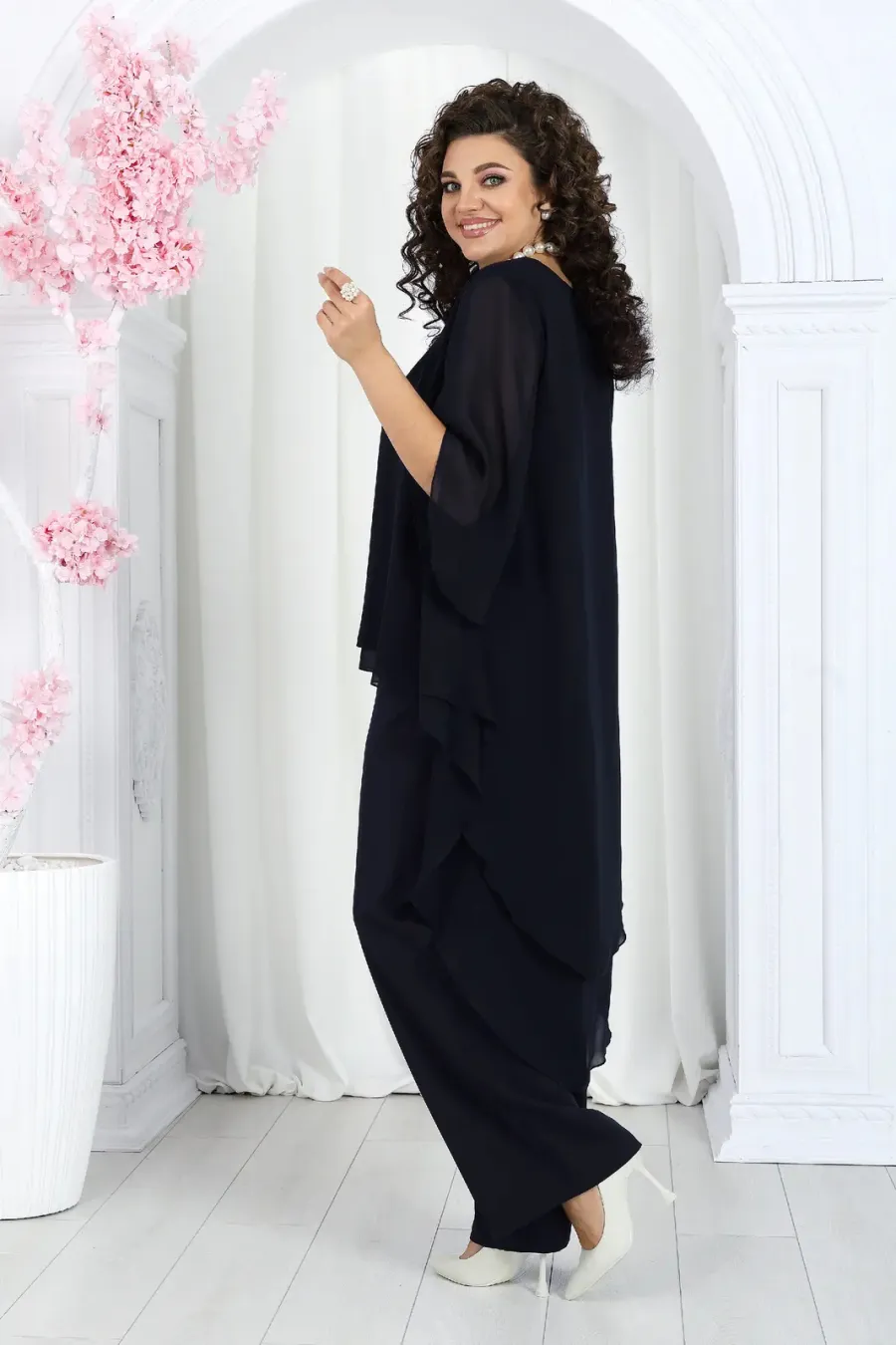 Elegant Layered Chiffon High-Low Top and Pants Two Piece Set (Buy 2 Free Shipping)