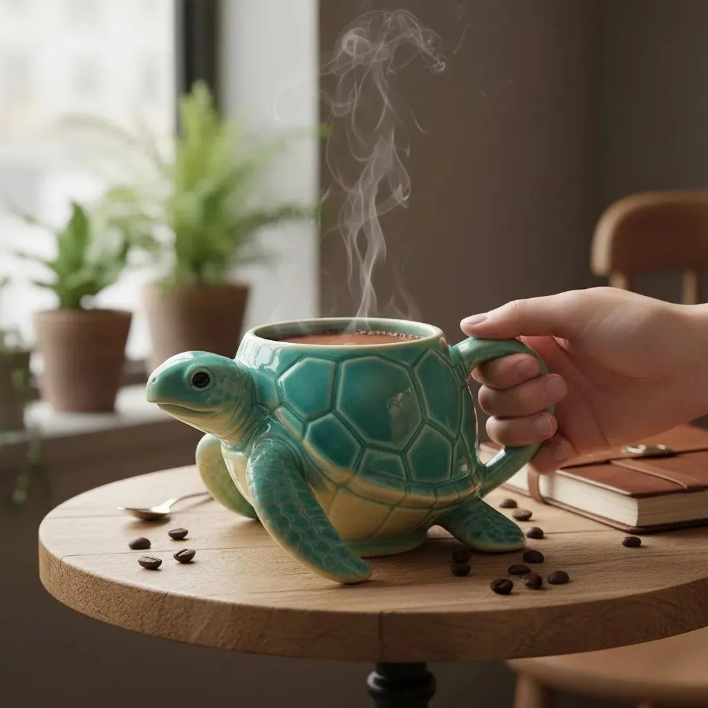 🐢 3D Sea Turtle Ceramic Mug – Ocean-Inspired Gift Cup for Coffee & Tea 🌊