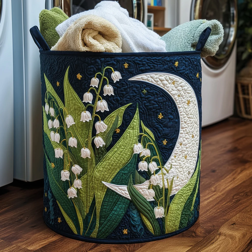 Lily of the Valley Quilted Laundry Basket | flower
