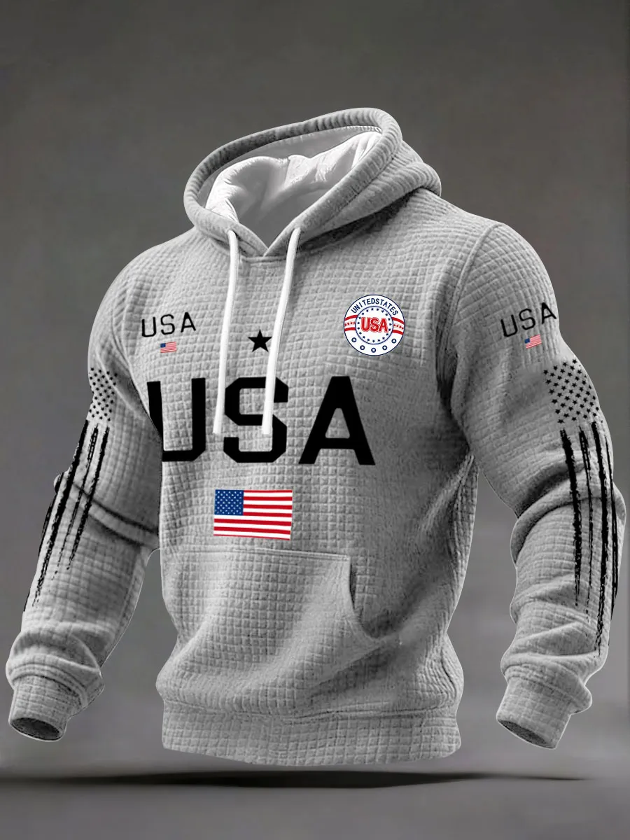 Men's USA Flag Waffle Hoodies