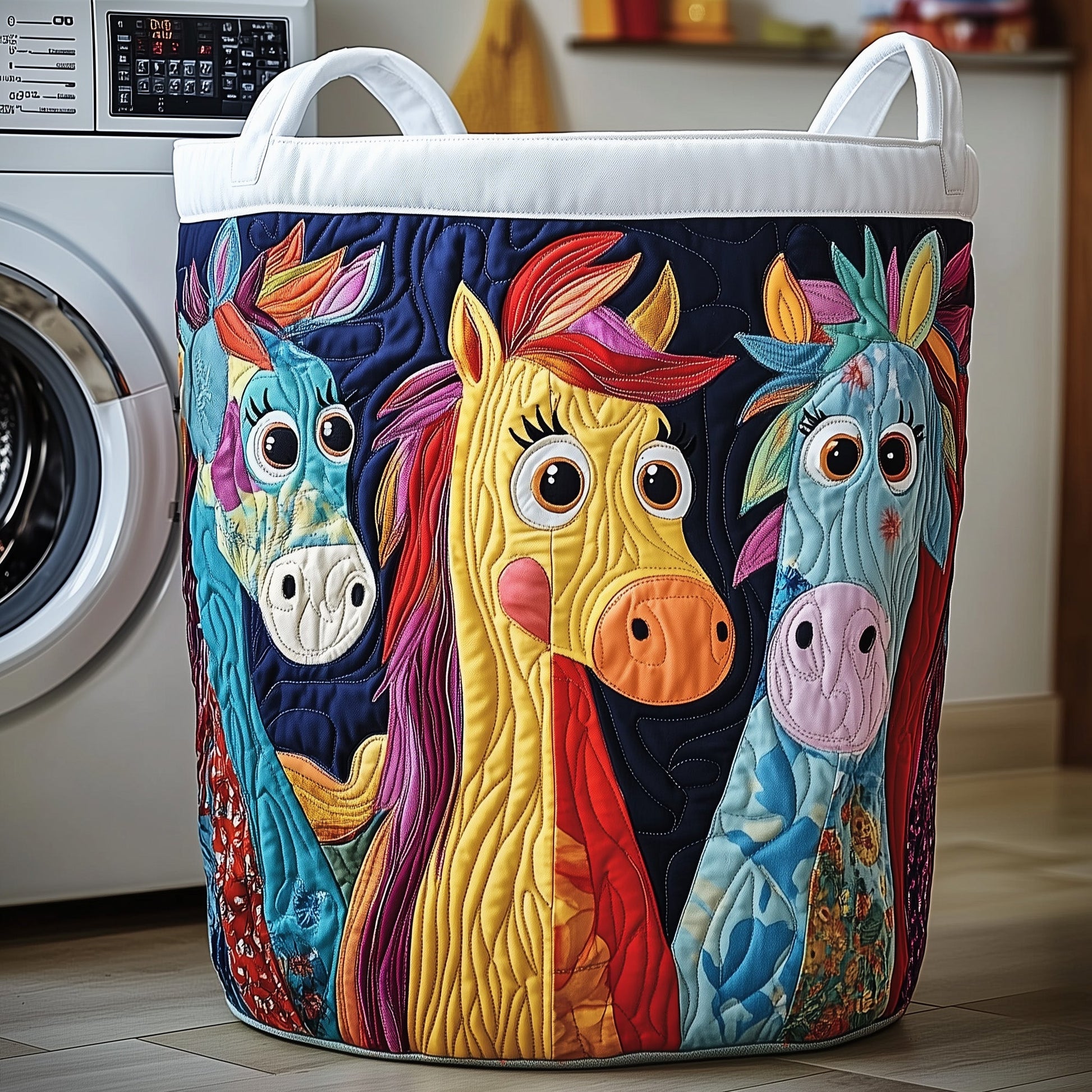 Funky Horse Quilted Laundry Basket | Horse
