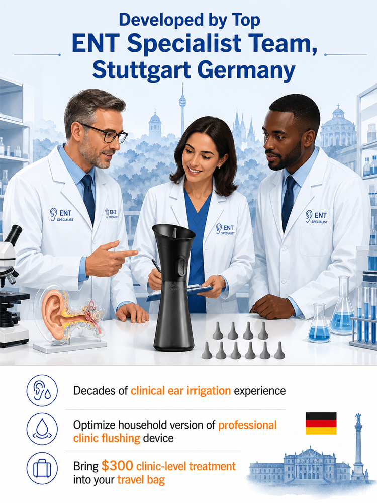 ENT-Approved Home Ear Irrigation Micro-Clinic System – German-Engineered Vortex Pulse Wax Removal Kit Compliant with AAO-HNS Guidelines (Save $1400+ on Clinic Visits!)