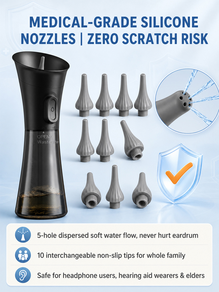 ENT-Approved Home Ear Irrigation Micro-Clinic System – German-Engineered Vortex Pulse Wax Removal Kit Compliant with AAO-HNS Guidelines (Save $1400+ on Clinic Visits!)