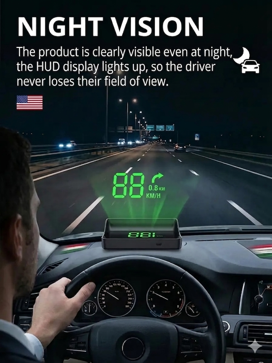 【Smart In-Car HUD Co-Pilot】Works on Sedans, SUVs, Pickups, RVs, and More! 30-Day Risk-Free Trial