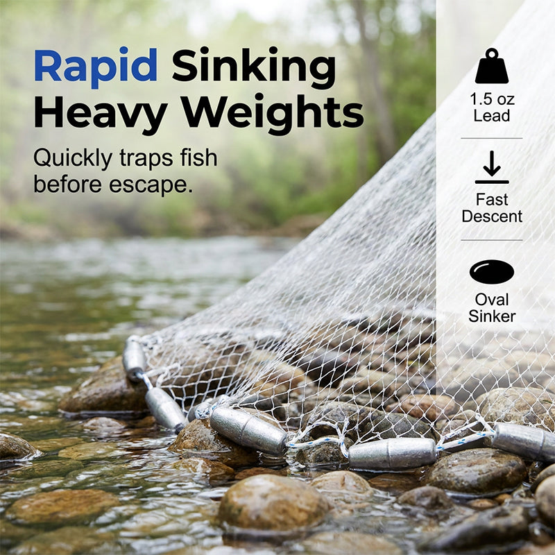 🐟Easy-Throw Cast Net – Heavy-Duty Mesh, Rapid Sinking, Versatile 🌊