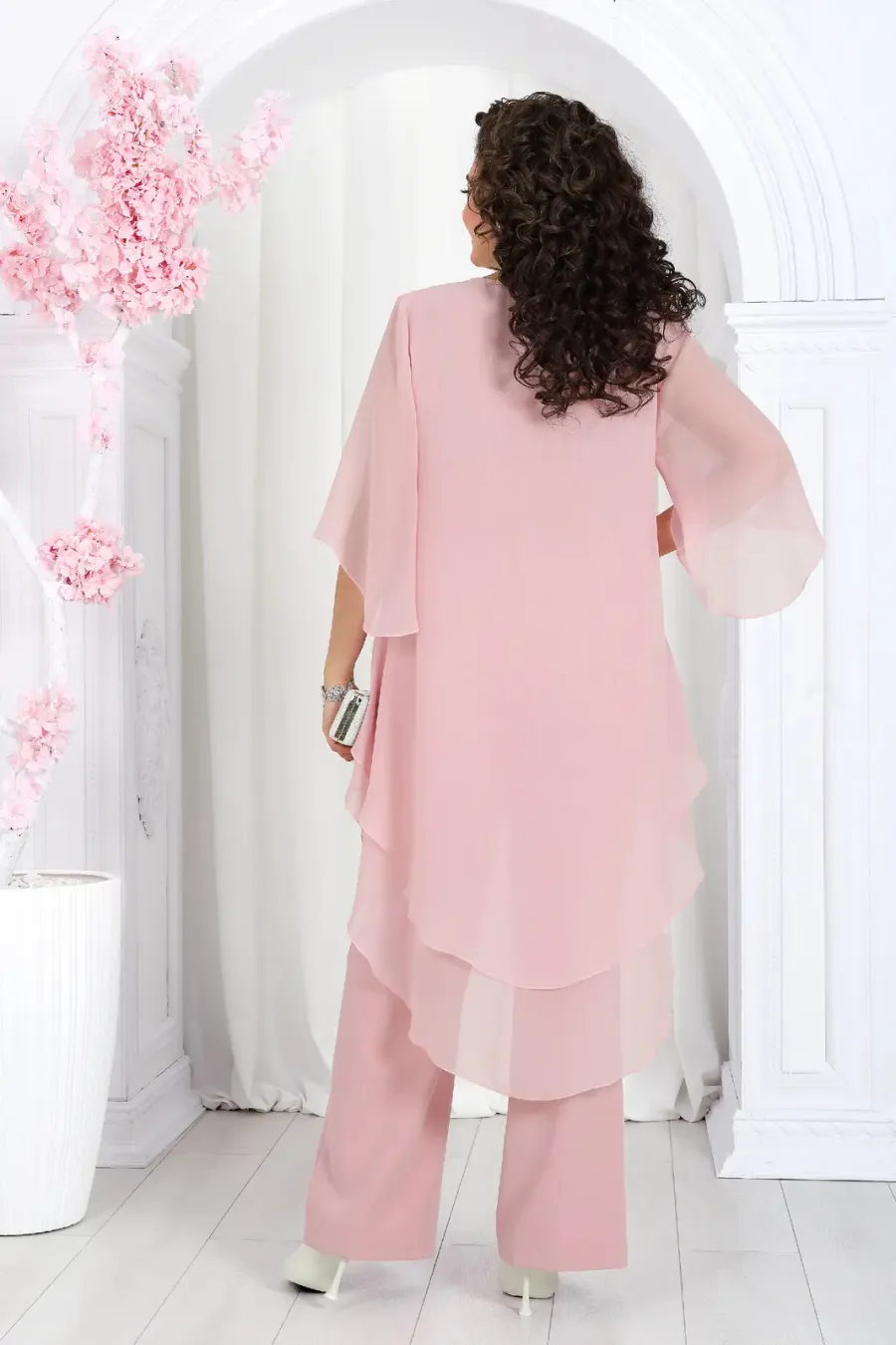 Elegant Layered Chiffon High-Low Top and Pants Two Piece Set (Buy 2 Free Shipping)