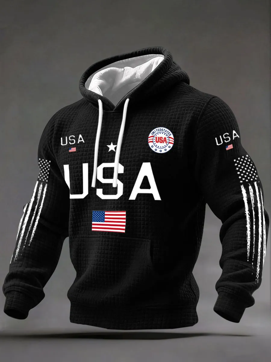 Men's USA Flag Waffle Hoodies