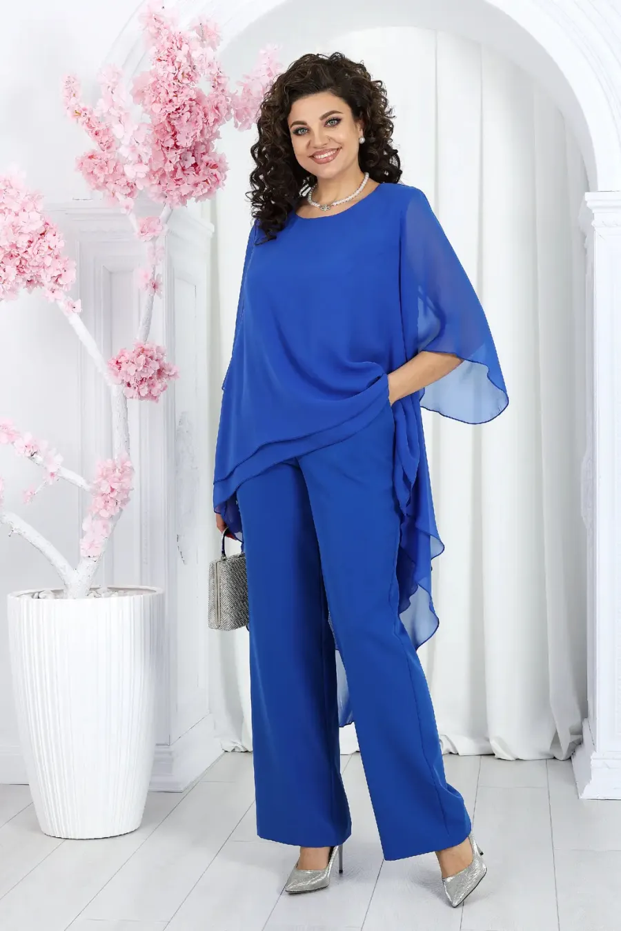 Elegant Layered Chiffon High-Low Top and Pants Two Piece Set (Buy 2 Free Shipping)