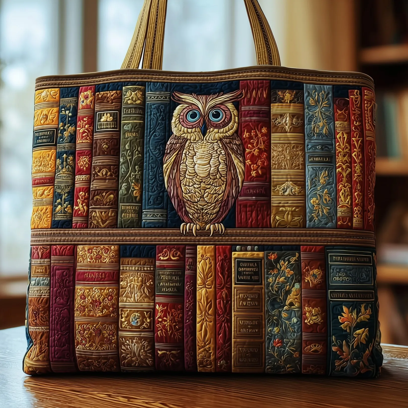 Books and Flowers Series Quilted Handbag