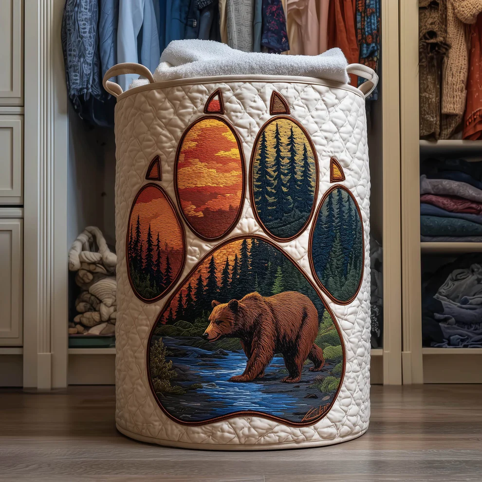 Mystic Bear Quilted Laundry Basket  |  Bear