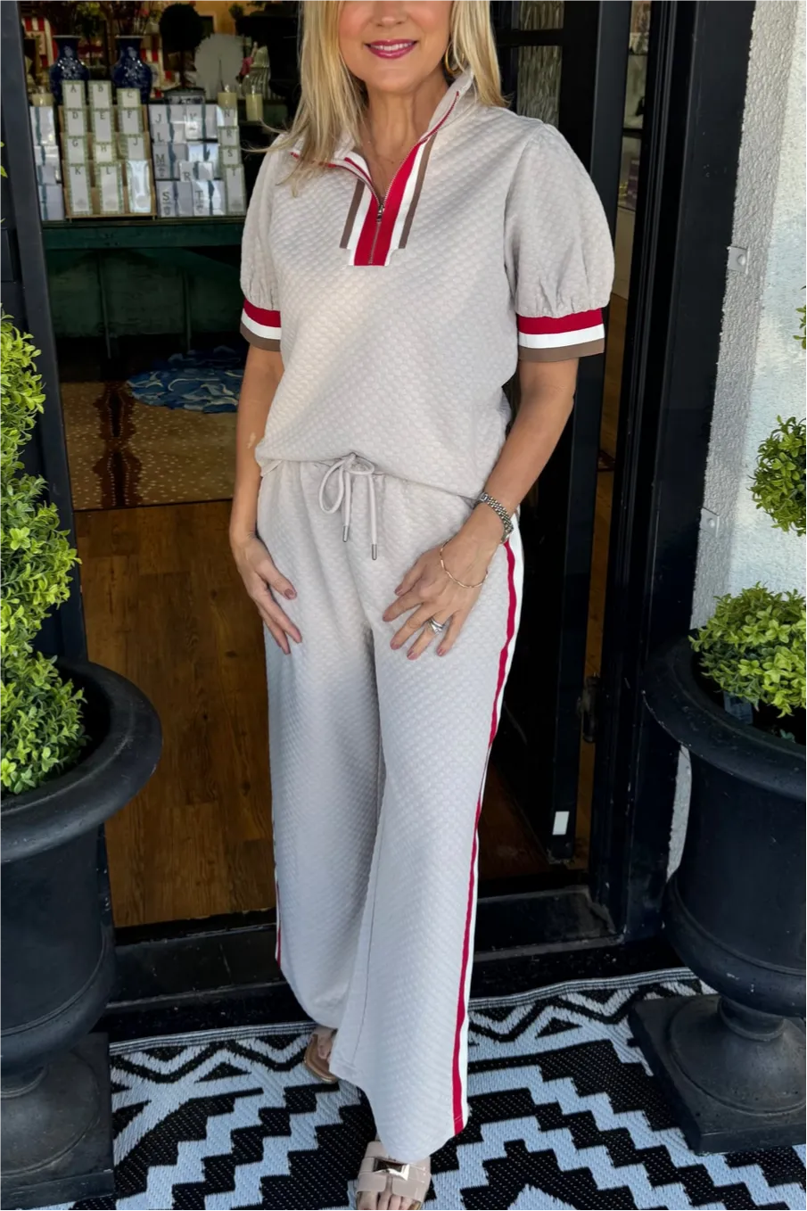 Color-blocked athletic and casual set