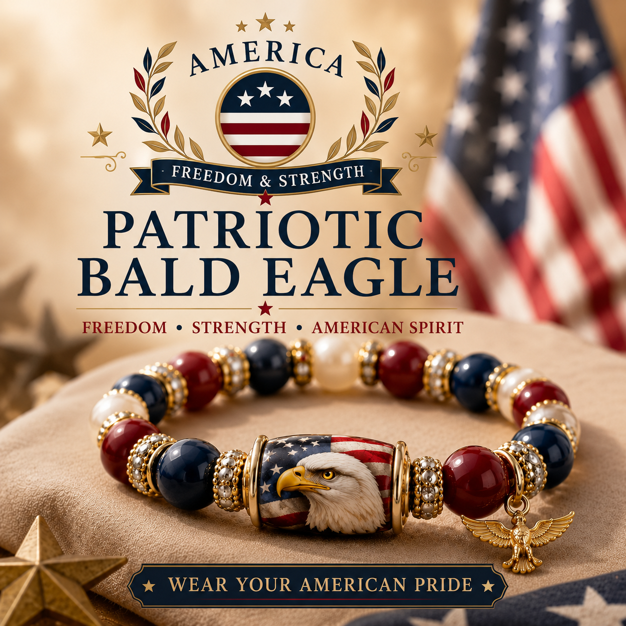 🇺🇸 Wear Your Pride This 4th of July – Limited Eagle Bracelet!--Limited-time offer🔥🔥