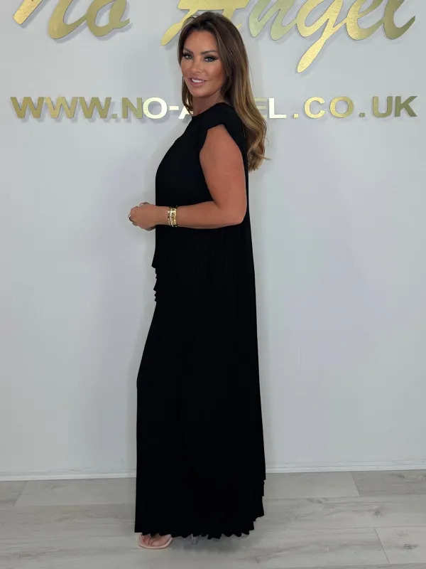 Pleated High Low Top & Trouser Two Piece Set (Buy 2 Free Shipping)