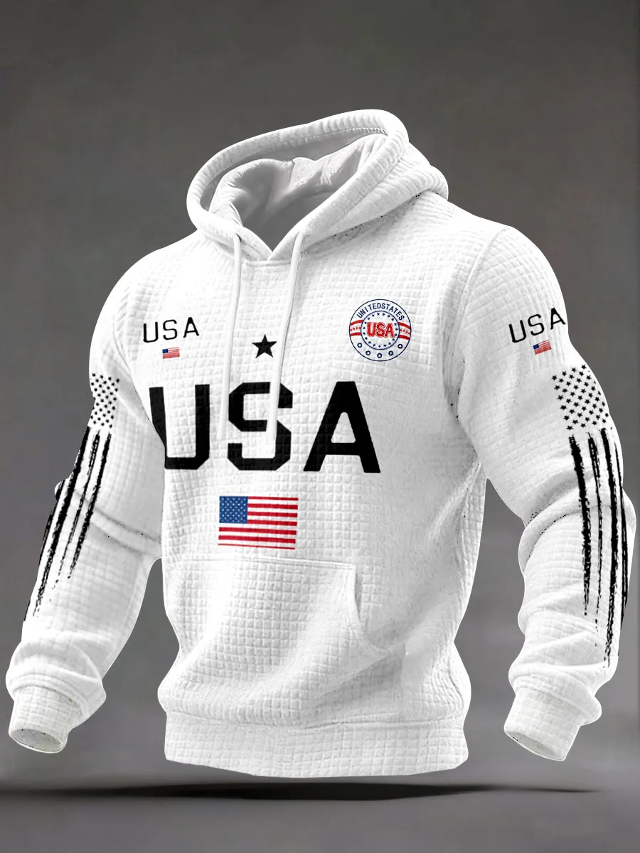Men's USA Flag Waffle Hoodies