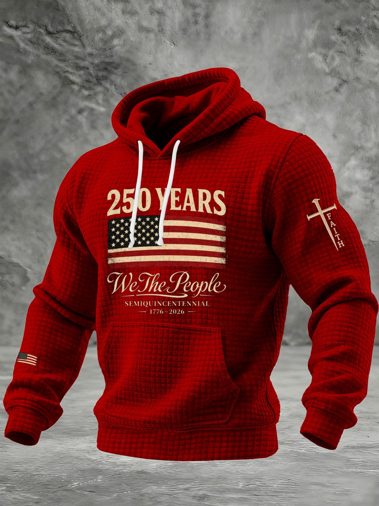 Men's 250th Anniversary "We The People" Faith & Flag Waffle Knit Hoodie
