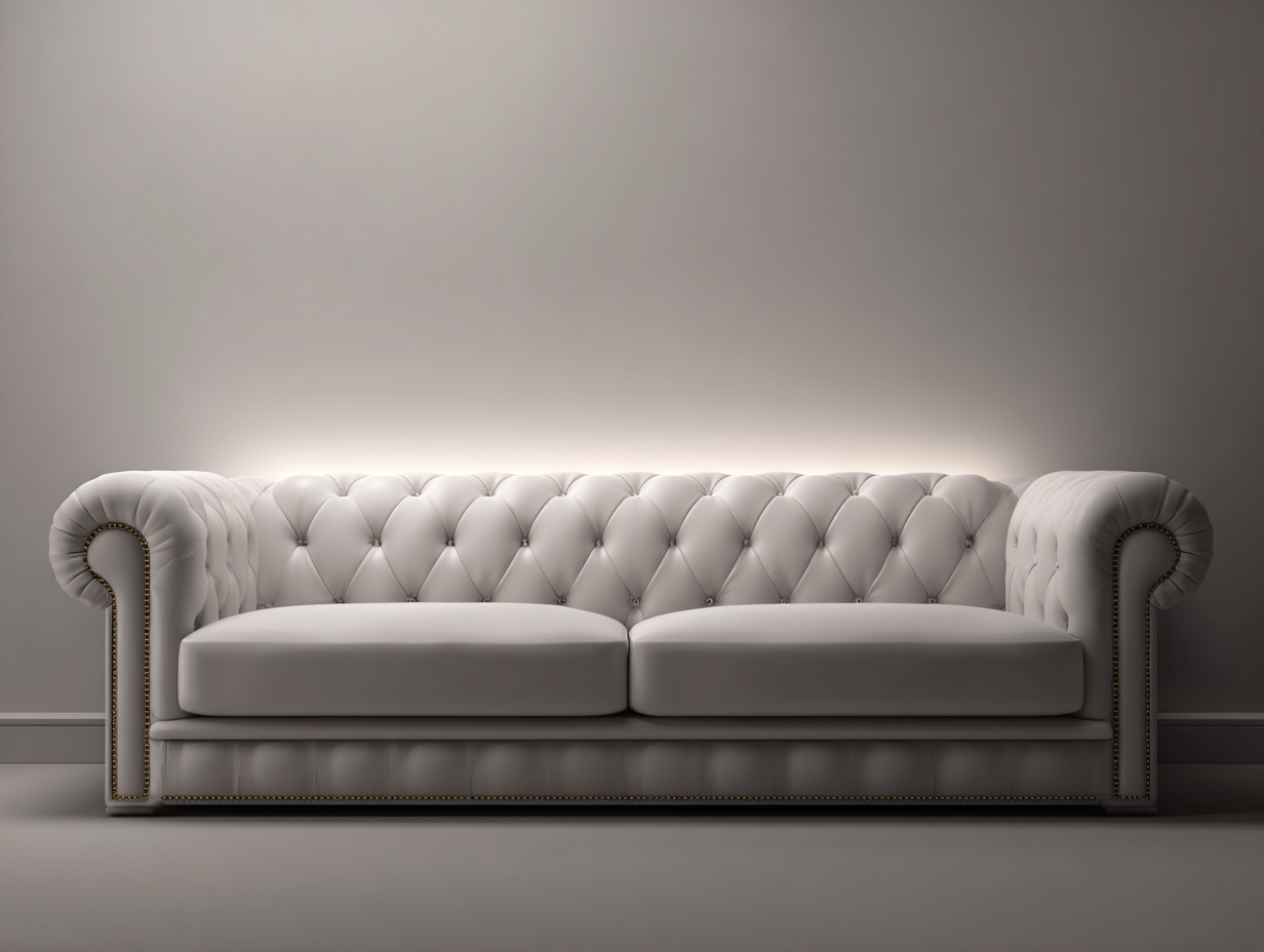 Divano 3 posti in vera pelle 220x95x80 cm - bianco - per soggiorno - stile classico con schienale capitonné-Casamybay