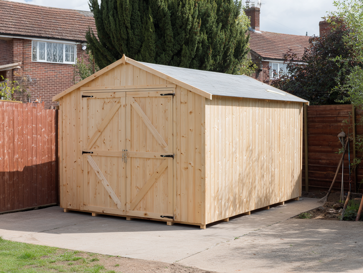 Casetta da giardino in legno 320x240x240 cm - legno naturale - per esterni - struttura robusta con doppia porta-Casamybay