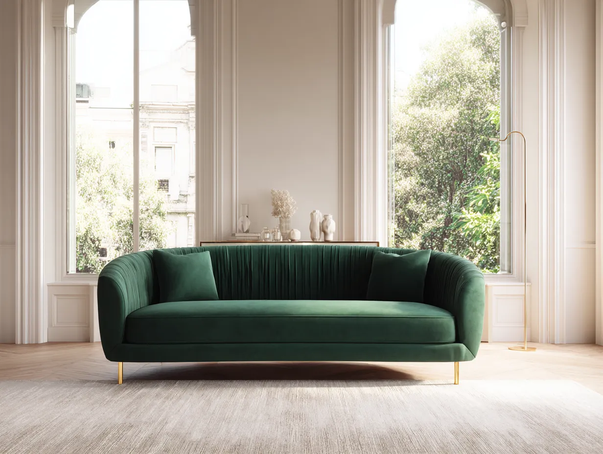 Divano 3 posti in velluto 220x90x78 cm - verde scuro/dorata - per soggiorno - stile elegante moderno-Casamybay