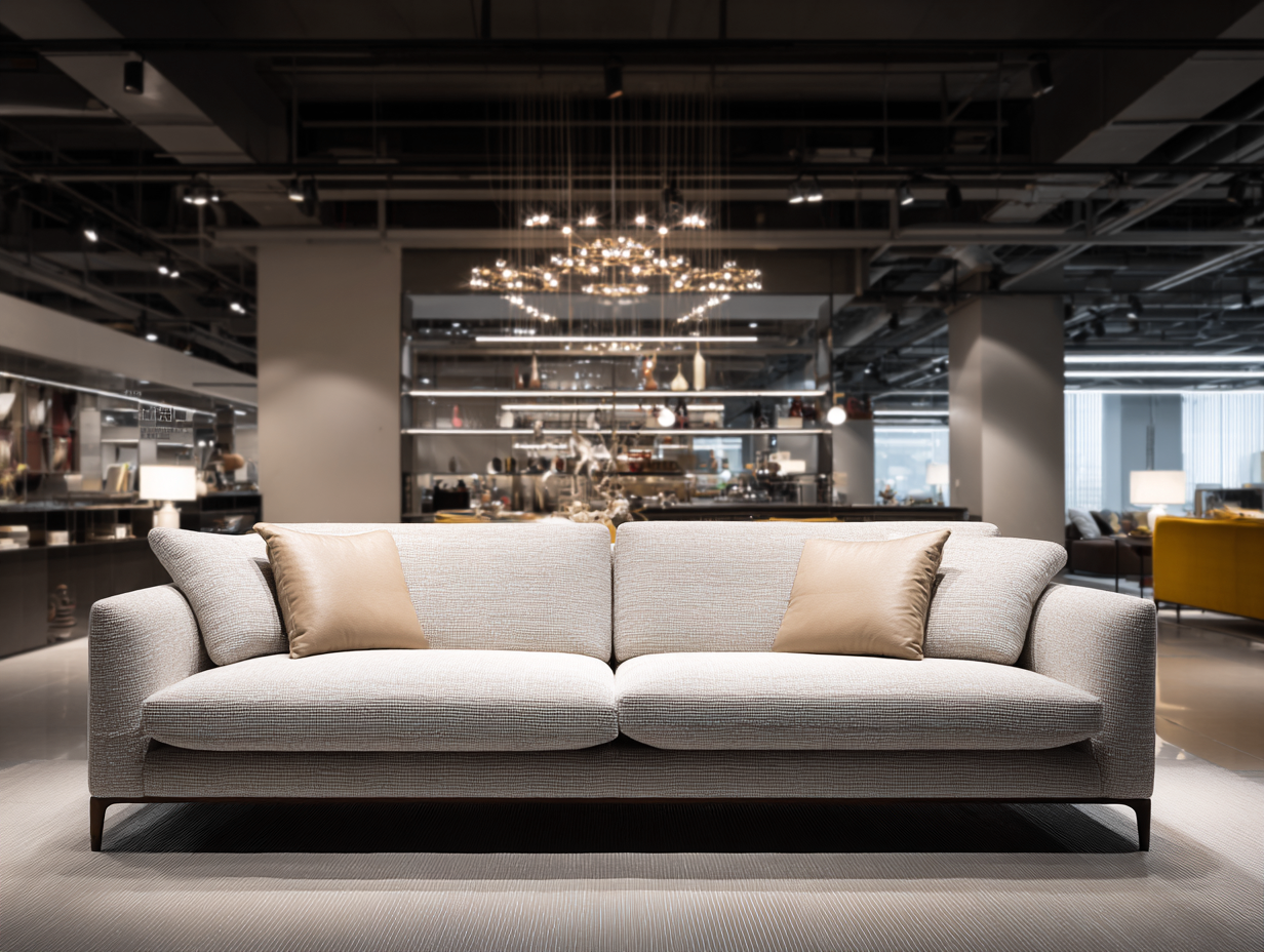 Divano 3 posti in tessuto 220x95x85 cm - beige - per soggiorno - stile contemporaneo con struttura slanciata-Casamybay