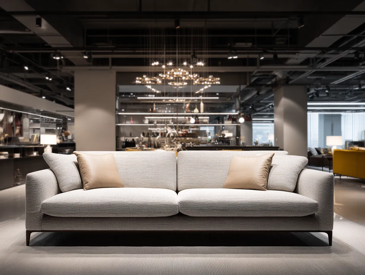 Divano 3 posti in tessuto 220x95x85 cm - beige - per soggiorno - stile contemporaneo con struttura slanciata-Casamybay