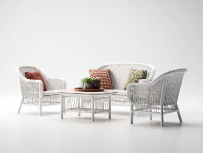 Set divano e poltrone da giardino in rattan con tavolino - divano 165x68x78 cm - bianco - uso esterno - design intrecciato-Bamboogobay