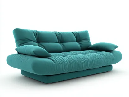 Three-Seater Sofa fabric tufted design 215x95x72 cm - teal - modern comfort style