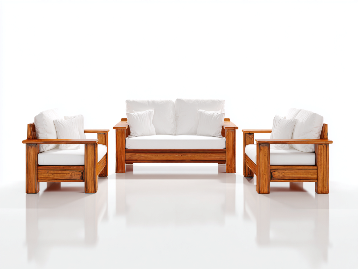 Garden Furniture Set two-seater sofa armchairs and coffee table outdoor use 210x150x75 cm - light brown