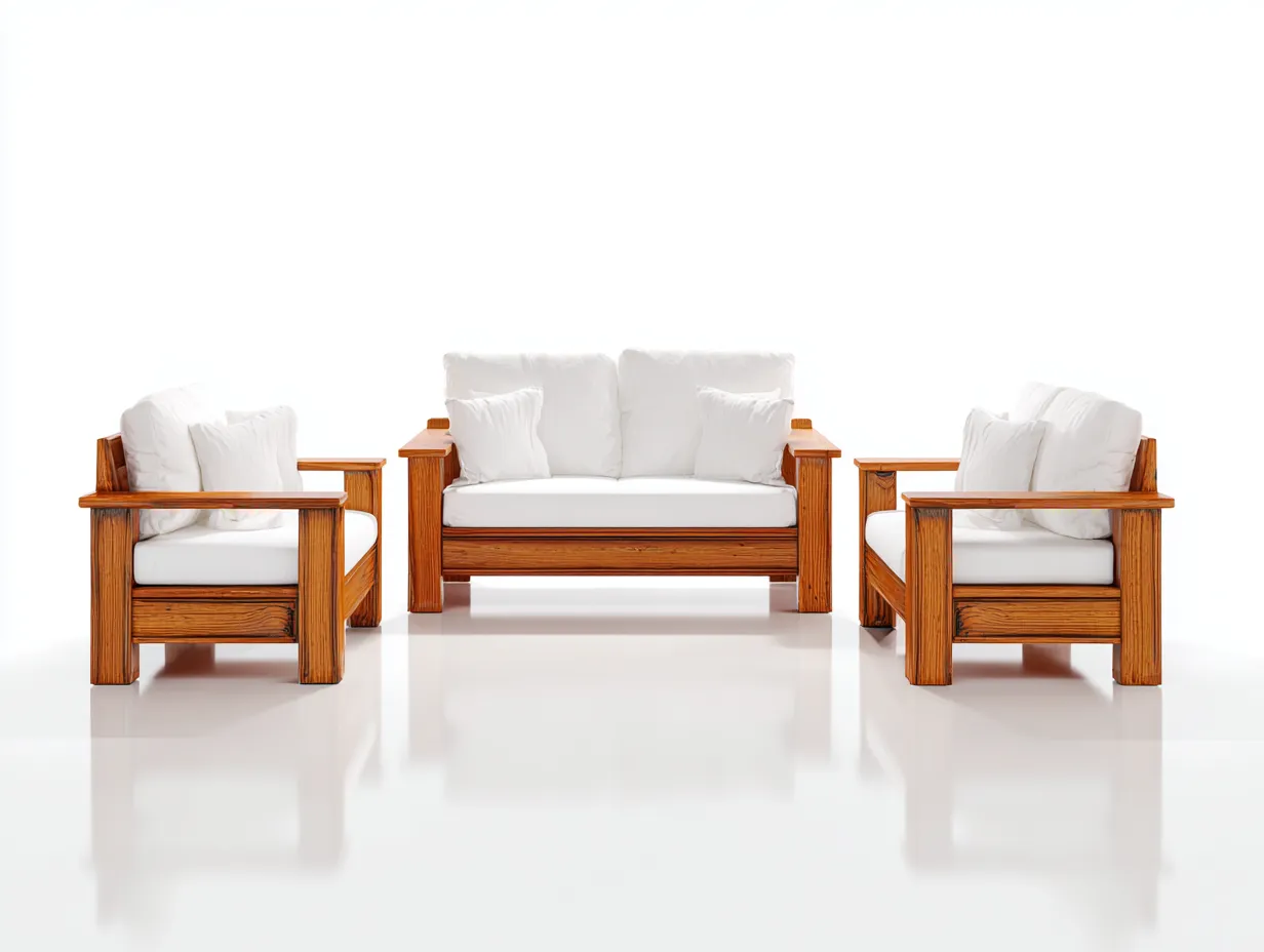 Garden Furniture Set two-seater sofa armchairs and coffee table outdoor use 210x150x75 cm - light brown