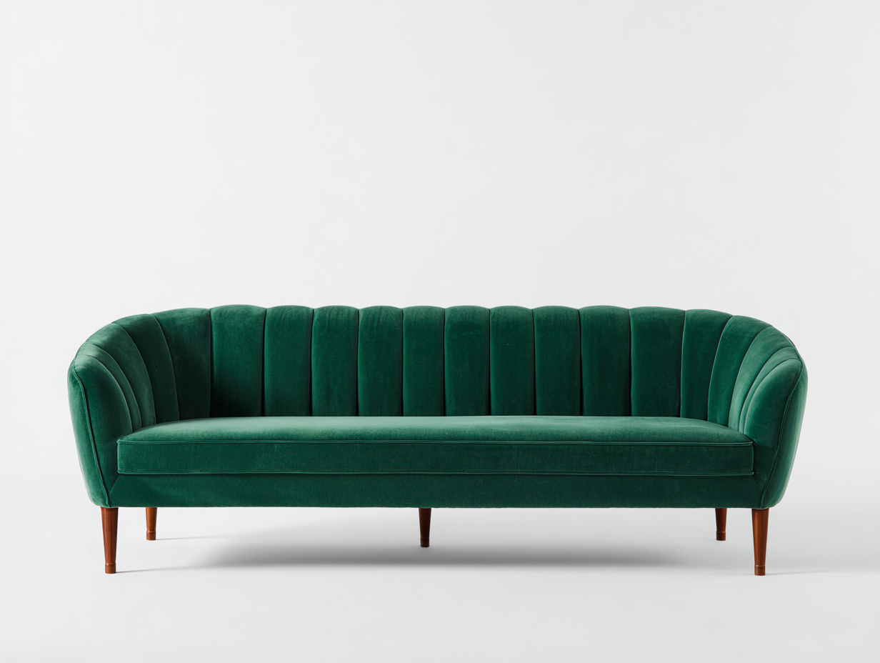 Three-Seater Sofa velvet upholstered design 215x88x78 cm - emerald green - elegant living room style