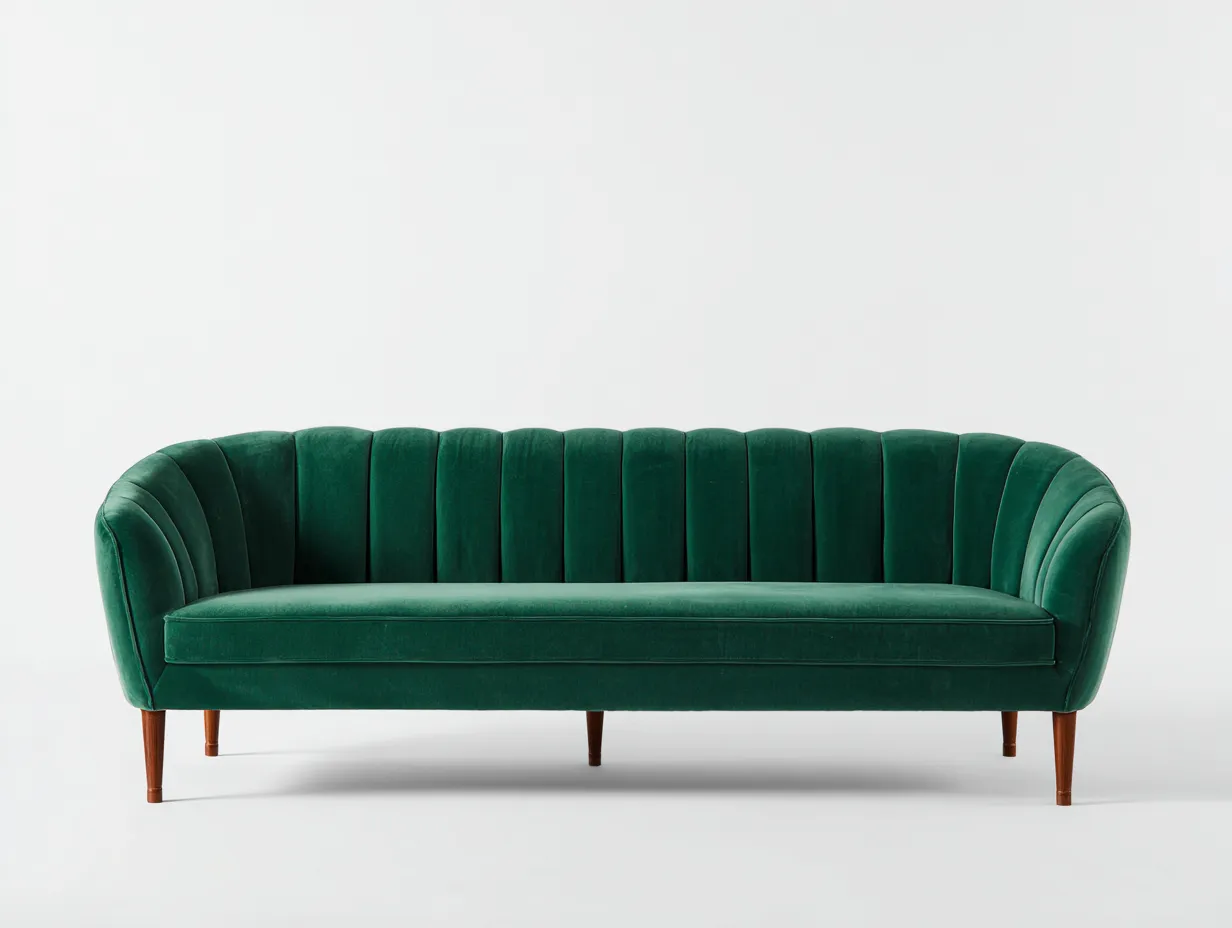 Three-Seater Sofa velvet upholstered design 215x88x78 cm - emerald green - elegant living room style