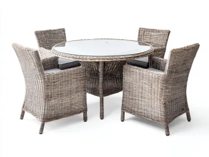 Garden Furniture Set dining table with 4 armchairs 110x110x74 cm - grey/clear - outdoor dining set