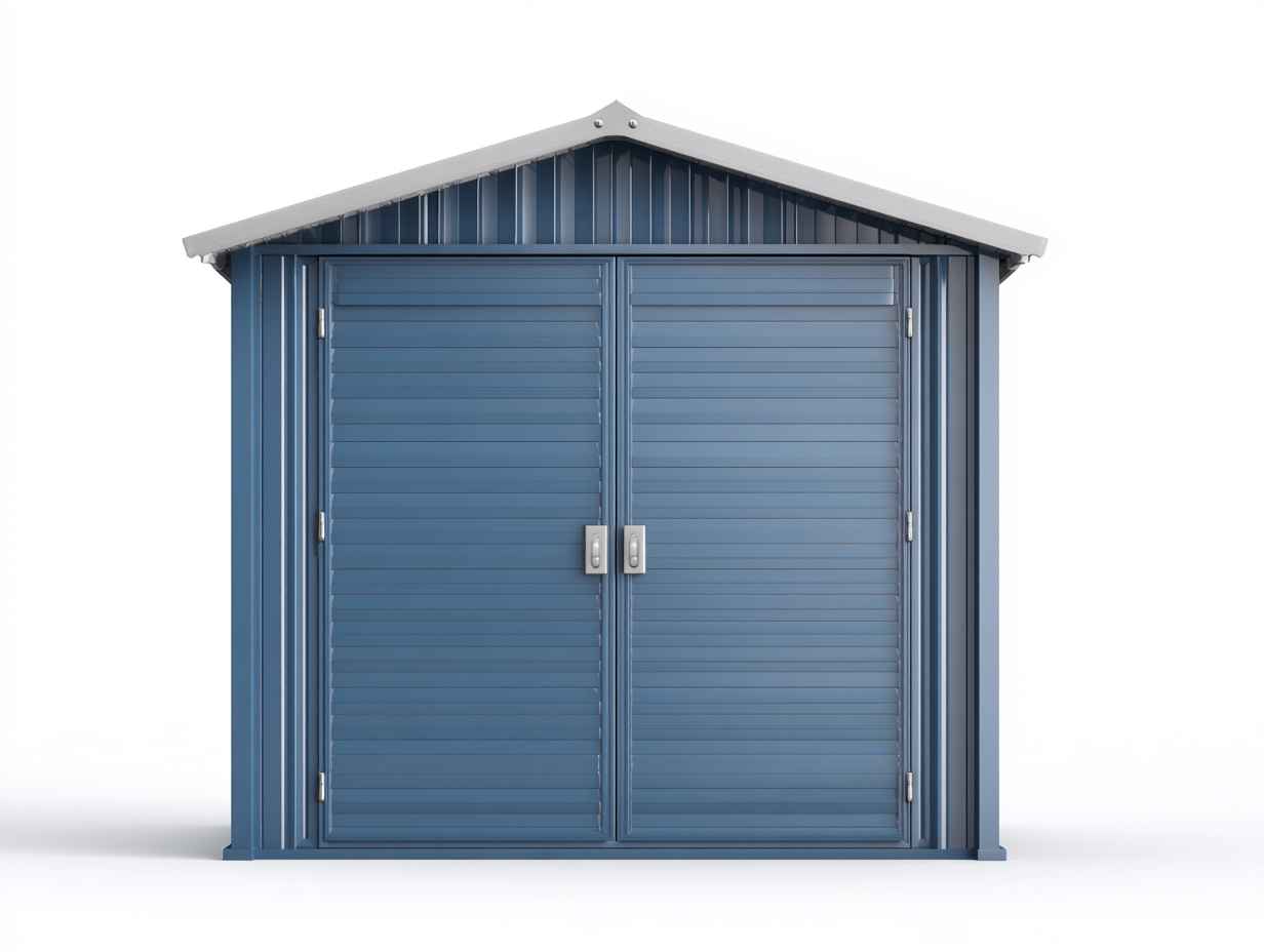 Garden Storage Shed metal roll-up door 200x160x195 cm - blue - outdoor storage building