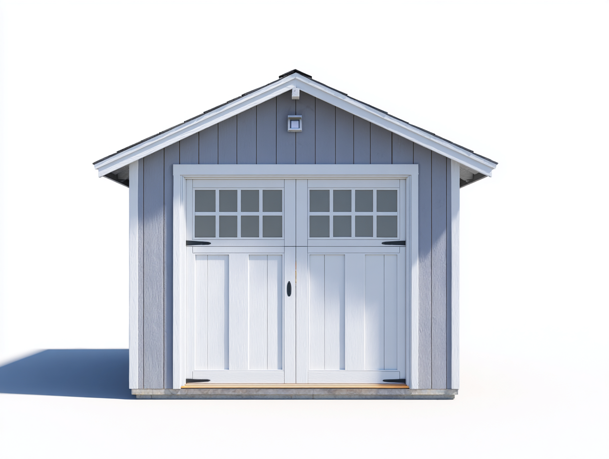 Garden Storage Shed double-door design 210x180x205 cm - light blue grey/white - outdoor storage building
