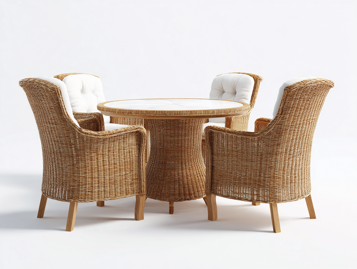 Garden Furniture Set dining table with 4 armchairs 115x115x74 cm - natural/white - outdoor dining set