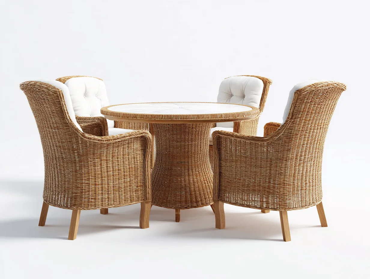 Garden Furniture Set dining table with 4 armchairs 115x115x74 cm - natural/white - outdoor dining set