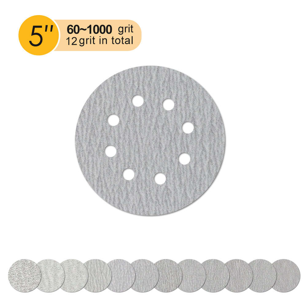 5 Inch 8 Holes Hook and Loop White Sanding Discs