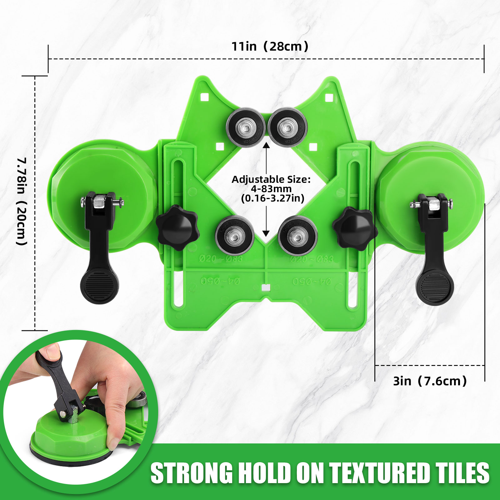 Diamond Hole Saw Kit 18Pcs Tile Drill Bits Sets with Double Suction Cups Guide Jig Fixture