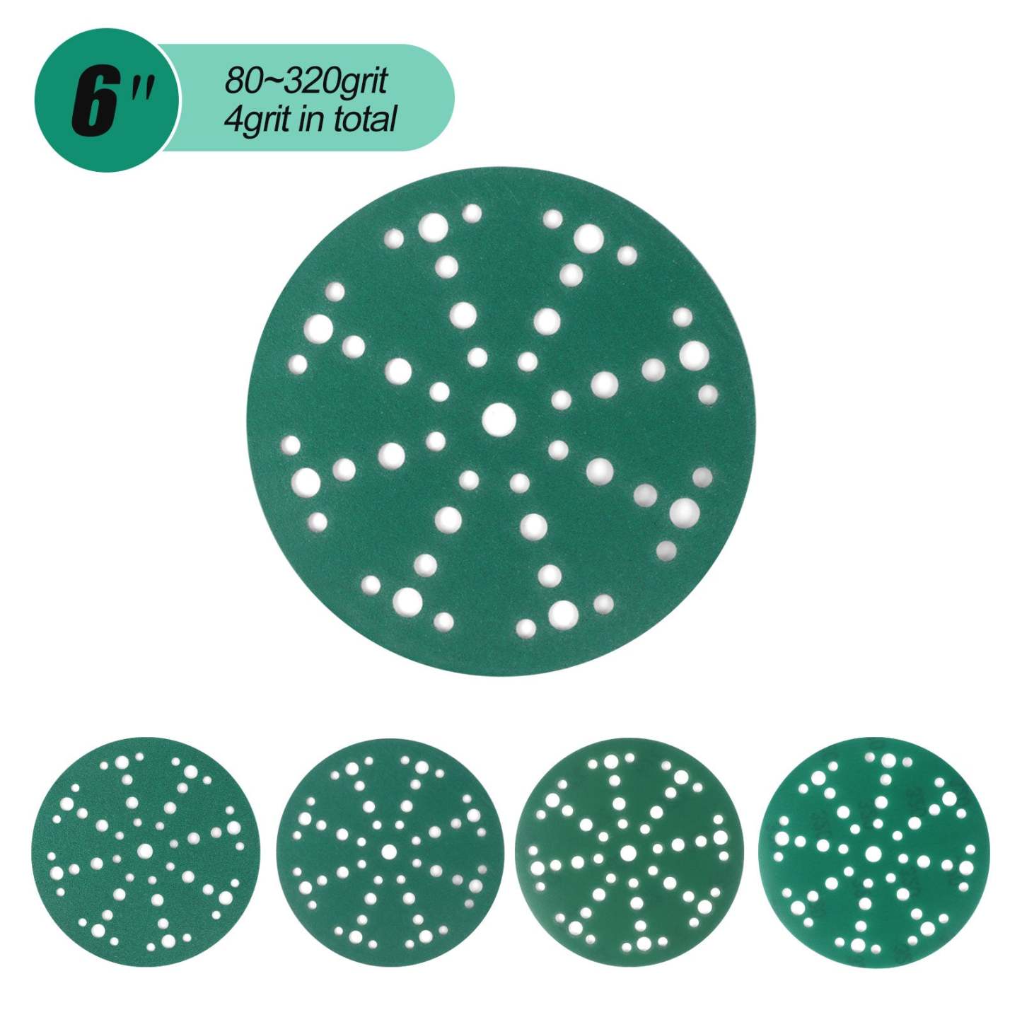 6 inch 49 holes FESTOOL hook and loop green sanding disc