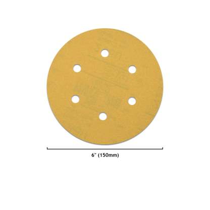 6 inch 6 holes yellow aluminum oxide hook & loop sanding discs