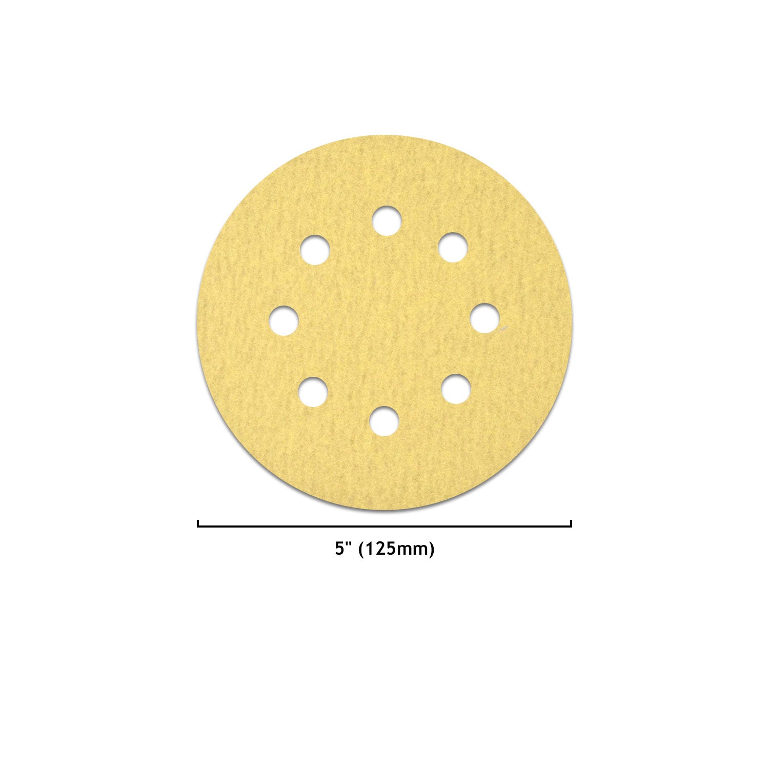 5 Inch 8 Holes Hook and Loop Yellow Sanding Discs