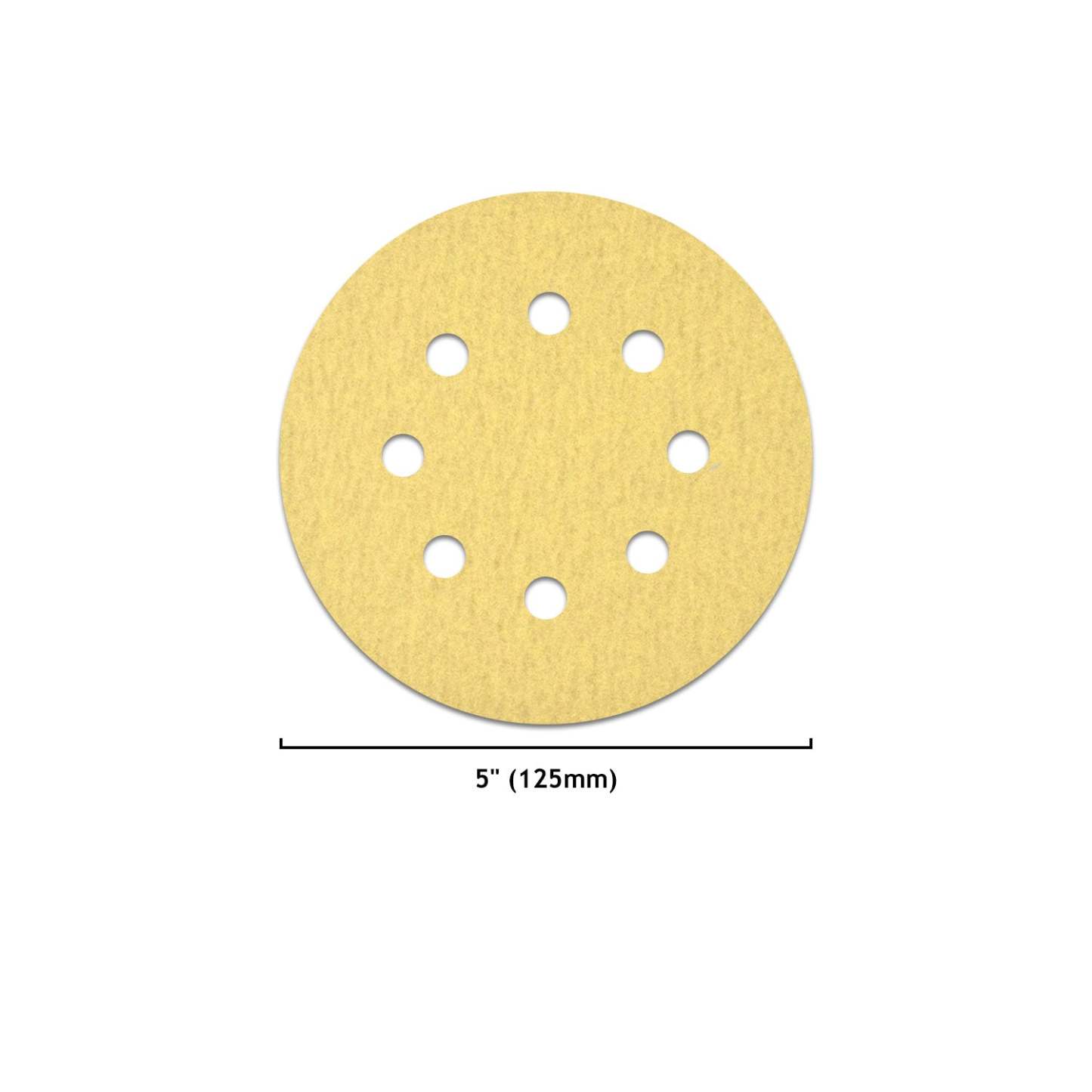 5 Inch 8 Holes Hook and Loop Yellow Sanding Discs