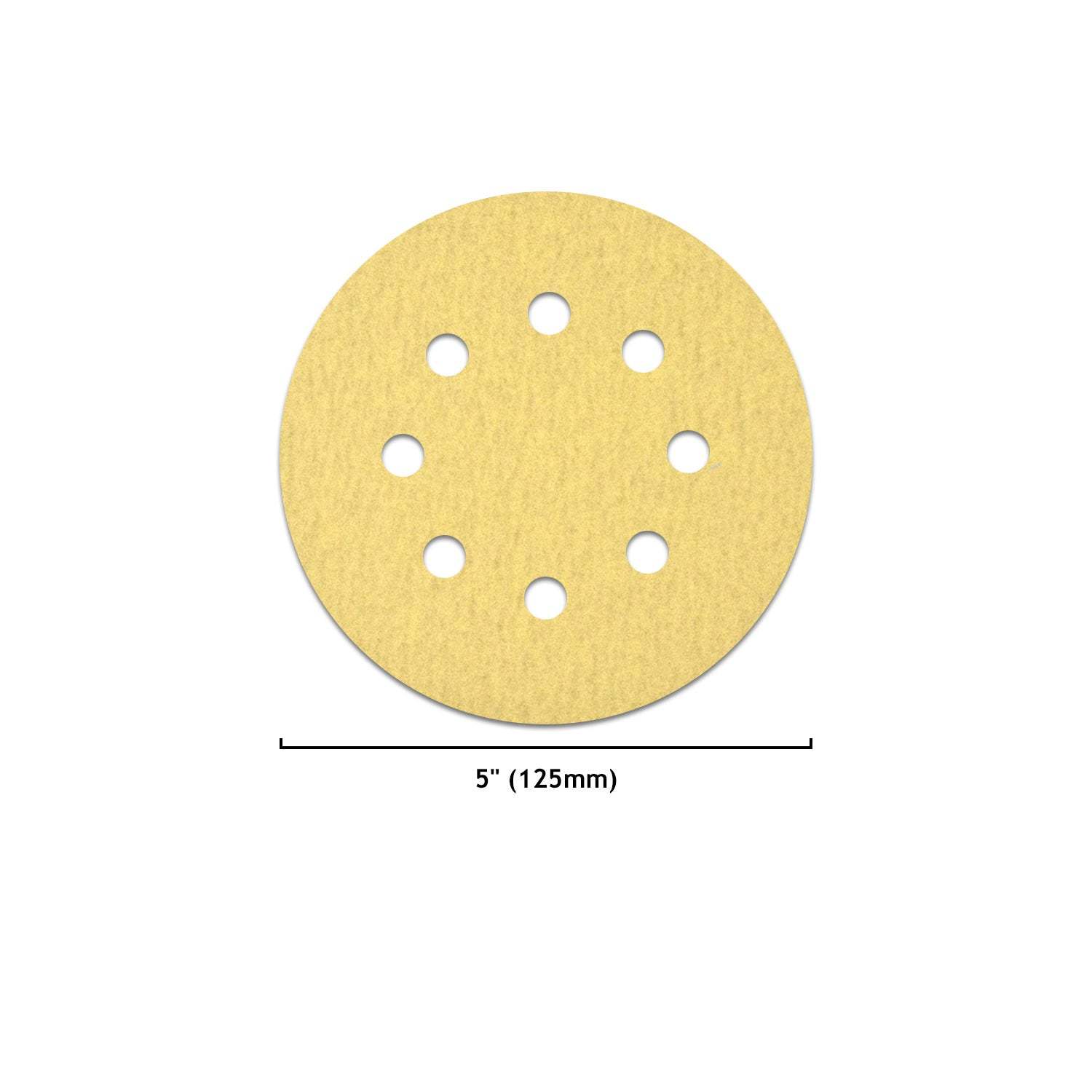 5 Inch 8 Holes Hook and Loop Yellow Sanding Discs
