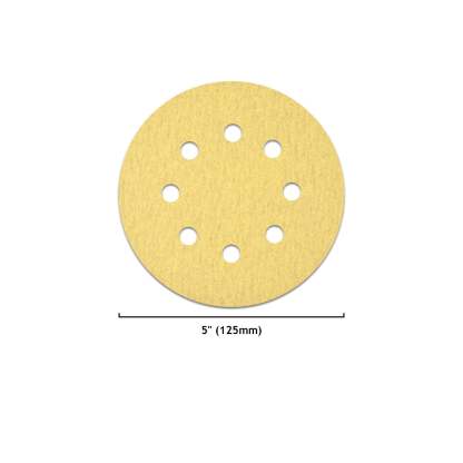 5 Inch 8 Holes Hook and Loop Yellow Sanding Discs