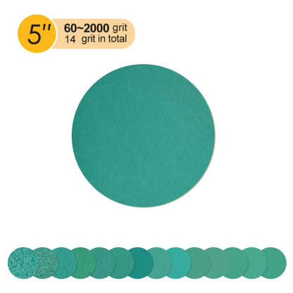 5 Inch Hook and Loop Polyester Film Green Sanding Discs