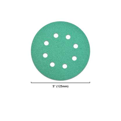 5 inch 8 holes polyester film green sanding discs