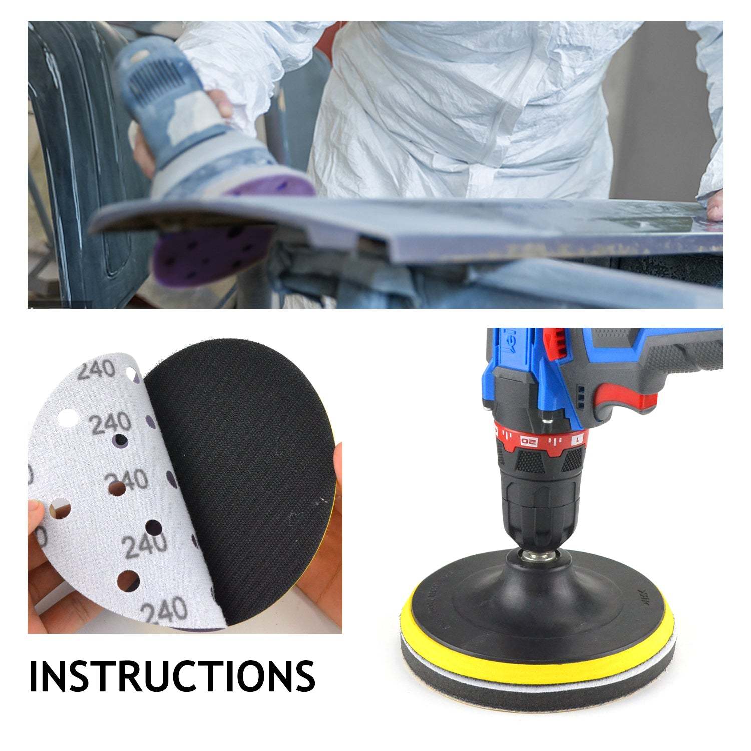 6 inch 17 holes purple hook & loop sanding discs