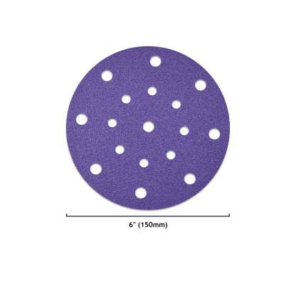 6 inch 17 holes purple hook & loop sanding discs