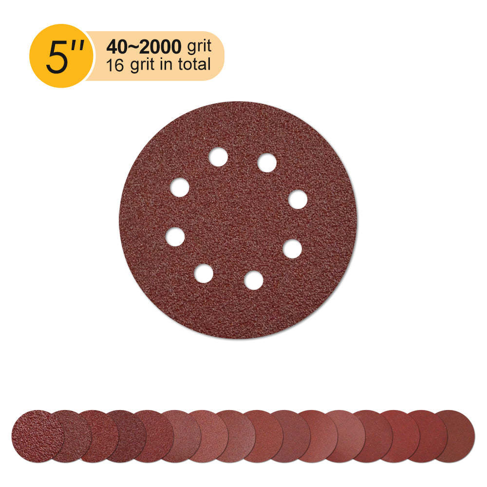 5 Inch 8 Holes Hook and Loop Red Aluminum Oxide Sanding Discs