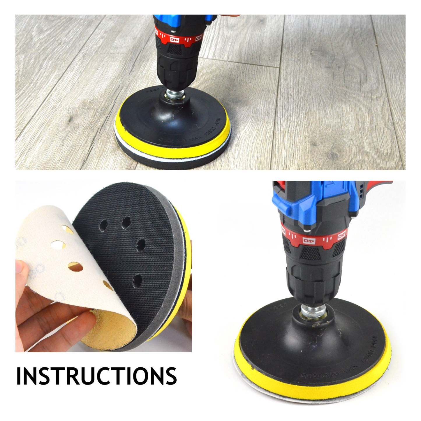 5 Inch 8 Holes Hook and Loop Yellow Sanding Discs